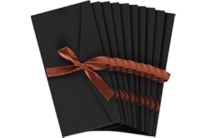 FUIPVGI 10 Piezas Sobres Retro Sobre Para Regalar Sobre Regalo Sobre con Lazo Vintage con Cintas Invitaciones Hechas a Mano para Tarjeta de Boda Cumpleaños Felicitacion Visita Fiesta (Negro)