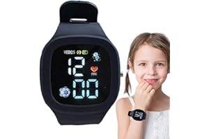 Samuliy Montre intelligente carrée phosphorescente pour enfants avec affichage LED coloré | Montre numérique multifonction en silicone, cadeau d'anniversaire pour garçons et filles âgés de 3 à 10 ans