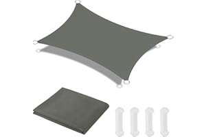 OFFCUP Sonnensegel, Sonnenschutz Baldachin, rechteckige Markise, Oxford-Stoff Wasserdicht Ripstop Uv Schutz Mit Pu-Beschichtung, 2x3m Garten Segel Mit Freiem Seil（Grau）