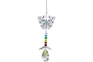 PEILI Butterfly Crystal Garden Hanging Drop Prism Pendant for Window Rainbow Maker Home Decor Sun Catcher Car Hanging Accessories Ornament (Butterfly)