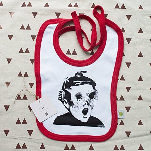 FUNKY FEEDING BIB STAR | RED PIPING