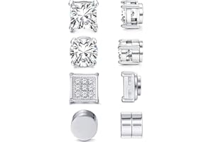 APMGONT Magnetische Ohrstecker, 4 Paare 6mm Edelstahl Non-Piercing Clip on Ohrringe Nicht Piercing CZ Hypoallergen Magnetische Ohrringe für Männer Frauen