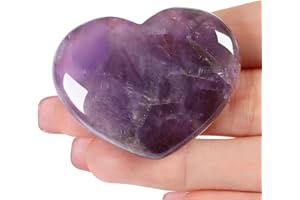 AWARDSEN 45 mm Amethyst Crystal Heart, Big Healing Crystals Stone, Natural Love Hearts Gemstones, Pocket Palm Stones for Anxiety Relief, Crystal Gifts for Women, Valentines Day Gifts for Her