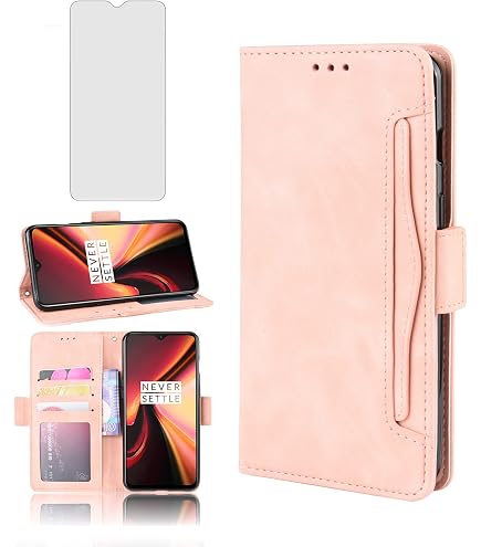 Asuwish Custodia A Portafoglio Per OnePlus 7 Pro – Con Carta Di Credito, Cinghia E Pellicola Inclusa – Rosa