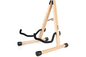 MUSO Supporto per chitarra acustica con schiuma imbottita, supporto per chitarra elettrica classica, supporto pieghevole ad A, compatibile con mandolino, basso, banjo, ukulele (Ashtree)