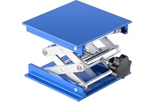 Labasics Cric de Laboratoire, Plate-forme à Ciseaux en Aluminium Anodisé de 100x100 mm pour Support de Laboratoire avec Poids de 5 KG, Portée de 45 à 140 mm