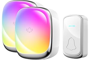 YABIFE Funkturklingel Klingel Batteriebetrieben,IP44 Funk Klingel Set Aussen Wasserdicht,Funktioniert auf 1000 Fuß Reichweite Mit 38 Glockenspielen 4 Lautstärkepegel Funk Turklingel B209 Silvery