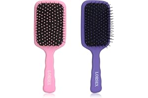 LORSEX 2 Pack Hair Brush, Large Paddle Detangle Hairbrush for Women Men and Kids, Great on Wet/Dry Hair Smoothing Massaging Detangling (Pink-Purple)