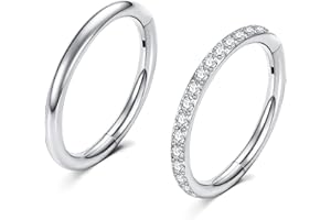 Lilbitty 2 Stücke Nasenpiercing G23 Titan Hypoallergen Nasenring Silber Gold Septum Piercing Helix Clicker Ring Nostril Tragus Conch Piercing Ring Nase Piercing (8MM)