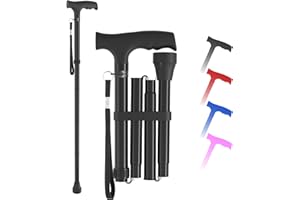 BeneCane Cannes Pliantes, réglables, Pliables, pour Hommes et Femmes, Canne légère et Portable avec poignée Confortable en T