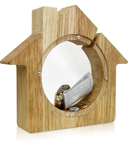 ZUNOXAZ Holz Spardose Hausform - DIY Sparbüchse Zum Selbstbemalen