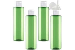 PQPAUTY 4 Pezzi 250ml flaconi vuoti da Verde in plastica da viaggio bottiglia di lozione con Tappo Flip Top Blanc, ricaricabili, per lozione e shampoo Cosmetica Bottiglie Flaconi