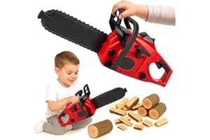 Toyana Kids Toy Chainsaw with Lifelike Sounds & Spinning Chain, Children Pretend Play Power Tool, Workshop Role Play Indoor Outdoor Activity Gift Toy for Boys Girls Ages 3+ Years - Red