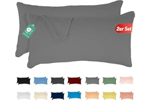 ‎LIVESSA Livessa 2er Set Kissenbezug 40 x 80 cm - Kopfkissenbezug aus%100 Baumwolle Kissenhülle Bügelfrei & Knitterfrei mit Reißverschluss, 40x80cm Pillow Cover, atmungsaktiv, Oeko-Tex Zertifiziert