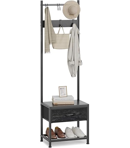 Générique Coat Rack Shoe Rack Hallway Tree 3 in 1 Metal Storage Rack
