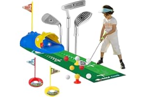 YANGUN Upgraded Kids Golf Set, Toddler Golf Set, Led Light Up Night Golf Balls with Automatic Golf Returner, Indoor Outdoor Sports Toys for Boys and Girls Aged 3+
