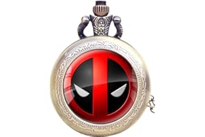 Products Just4U Gift Boxed Deadpool Logo Quartz Pocket/Necklace Watch - Free Spare Battery