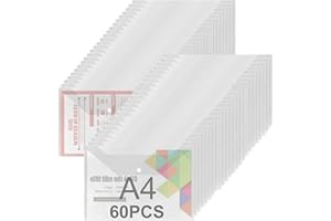 ASelected Lot de 60 Pochette Plastique A4, Transparente Pochette avec Rabat, Pochettes à Bouton Pression A4 Porte Document Couleurs - 325×235 MM