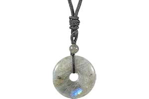 Lovionus89 Kreis Donut Stein Kristall Anhänger Glückliches Amulett Heilung handgemachte Halskette Charms für Frauen Männer