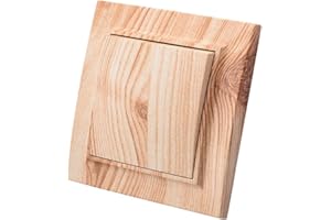 WESA Interruptor de encendido y venido,interruptor de pared grano de madera blanco de 1 vía,interruptor mecánico de pared 86 mm, interruptor estándar 10 Amp, 250 V