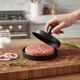 Deconox Yapışmaz B&uuml;y&uuml;k Boy Hamburger K&ouml;fte Kalıbı - Paslanmaz &Ccedil;elik Karbon Kaplama Premium Burger Presi | M&uuml;kemmel Şekilli K&ouml;