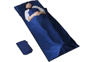 MYCARBON Sacco Lenzuolo 100% di Cotone 95x220cm Sacco a Pelo con Cerniera a L, Antibatterico, Anti-odore non Genera Elettricità Statica, Lenzuola 190x220cm per Viaggio Campeggio Escursioni