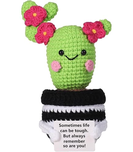 Peluche Positivo Cactus All'Uncinetto Positivo | 9 Cm | Con Messaggio Di Incoraggiamento | Regalo Carino Per Amici Jellycat Peluche
