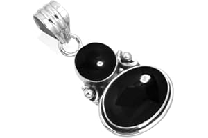 JEWELOPORIUM 925 Sterling Silver Handmade Pendant for Women Oval Round 2 Gemstone Statement Jewelry for Gift (99509_P)