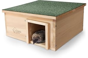 wildlife home Maison pour hérisson - Grande taille XXL - En bois avec sol et toit résistant aux intempéries - Maison pour hérisson - Sécurité pour chat - Quartier d'hiver pour le jardin