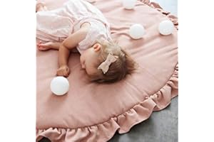 OLDPAPA Bébé Creeping Tapis, Dentelle de sol Tapis de jeu Couverture rond Coton Play Tapis de jeu Ramper Pad Coussin Tapis Tapis de couchage pour bébé, Decoration de Salle(A)