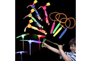 COWANIEE 20 PCS LED Helicopter Catapult, Light Up Helicopter Slingshot, Sky Shooter for Outdoor Game