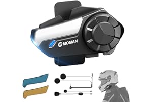 Moman H2S Intercom Moto - Audio-Multitâche, Communication Système 1000M ENC&DSP&CVC Réduction de Bruit Kit Main Libre Moto Hi-FI Stéréo Partage de Musique FM Commandes Vocales IA IPX6 Étanche,1 Unité