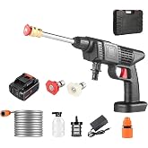 150WATT 48V Battery Powered Rechargeable High Pressure Auto Car Garden Washer, Cleaning Water Gun 1200 RPM with Foam Apparatus with 5MT Hose
