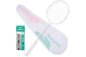 KUMPOO Professional Carbon Fiber Badminton Racket Set with Grip & Bag, 5U Lightweight Pro Badminton Racket for Beginner Outdoor Training