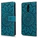 Produktbild VemMore Kompatibel für Huawei Mate 10 Lite Hülle Handyhülle Schutzhülle Leder PU Wallet Flip Case Bumper Lederhülle Ledertasche Blumen Muster Klapphülle Klappbar Magnetisch Sonnenblume - Blau