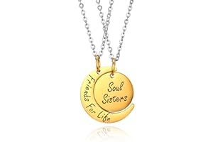 JewelryWe Schmuck 2/3 PCS BFF Ketten Freundschaftsketten Beste Freunde/Paare Halskette mit Edelstahl Mond Runde/Herz Anhänger Geschenk für Pärchen Freunde Familien Schwester