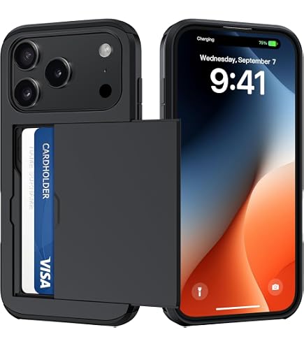 ENCASED Cache Cover Portafoglio Per IPhone 17 Pro – Custodia Sottile Con Scomparto Per 3 Carte, TPU Antiuurto E Bordi Rialzati (Nero)