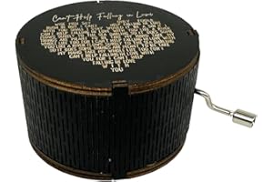 Youtang 'Can't Help Falling in Love' drewniana pozytywka, okrągła, antyczna, laserowo grawerowany wzór serca, drewniane pozytywki, prezenty dla ukochanej osoby, chłopaka, dziewczyny, męża, żony (czarna)