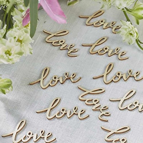 Streudeko Holzschriftzug "love", 25 St. - Lasercut -Tischdekoration aus Holz in Vintage Look