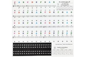 DOULEIN Autocollants Notes De Piano，Autocollants Colorés de Clavier de Piano Stickers pour for 88/61/54/49/37 touches Piano et Clavier Notes de Musique Transparent et Amovible pour Enfants et Débutants