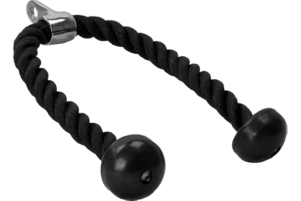 Gorilla Sports® Corde Triceps - 68cm / 85cm / 100cm, Antidérapante, Max 150 kg, en Nylon, Noir - Corde de Traction, Corde à Tirer, Câble pour Biceps/Triceps, Musculation, Équipement de Gym, Fitness