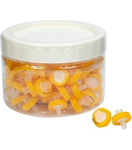 GVS ABLUO Spritzenfilter 33mm, CA Membran 5,0µm – Acryl-Gehäuse, Braun, 10 Stück, Für HPLC & Probenvorbereitung