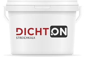 DICHTON Streichkalk Weiß 5l, Kalkfarbe für innen und außen - für Küche, Garage, Flur, Bad, Keller, Feuchträume - lösemittelfrei, atmungsaktiv, hochdeckend, wischfest D.43W