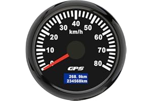 PIOUSUNT 52mm Geschwindigkeitsmesser Boot GPS Tacho Kilometerzähler 0-80Km/H Wasserdichter IP67 7-Farben Tachometer Messgerät für Auto Boot Yacht 12V/24V …