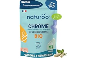 NATUROO NUTRITION Chrome Végétal & Bio - 60 Gélules Vegan (1 à 2 mois) - GLYCEMlE Normale, Métabolisme & Coupe-Faim Naturel - Fabriqué en France