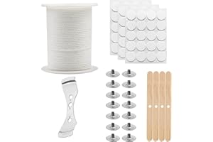 ZIOYA 61 Metri Stoppini per Candele Fai Da Te Senza Fumo Stoppini per Candele Durano a Lungo per Lampade a Olio Realizzare Candela Artigianali Ecologiche Bianco