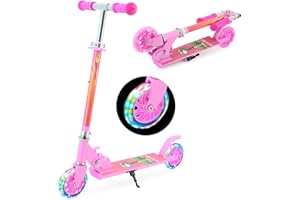 TENBOOM Scooter for Kids Ages 4-7, 2 Wheels Light Up Gift Scooters for Girls Boys Ages 6-12, Easy Folding Kids Scooter with 3 Levels Adjustable Handlebar and Rear Brake…