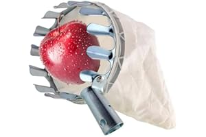 ProLeo Erntehelfer Obstpflücker mit Stoffbeutel, Apfelpflücker mit extra dickem baumwollbeutel Landwirtschaftsgartenzubehör Werkzeuge für Apfel Orangen Pfirsichbirne(Ø14 cm)
