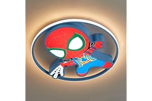 SAIVITT LED Deckenleuchte Kinderzimmer Babyzimmer Dimmbar Deckenlampe mit Fernbedienung Kreativ Cartoon Marvel Spiderman Rund Deckenbeleuchtung für Modern Junge Kinder Schlafzimmer Wandleuchte (Blau, Ø57cm)
