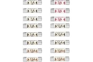 QitinDasen 5 Valores 16Pcs BS1362 Fusibles Set, 25 X 6.3mm Fusible Tubo Cerámico, 240V Fusible Cartucho (1A / 3A / 5A / 10A / 13A)